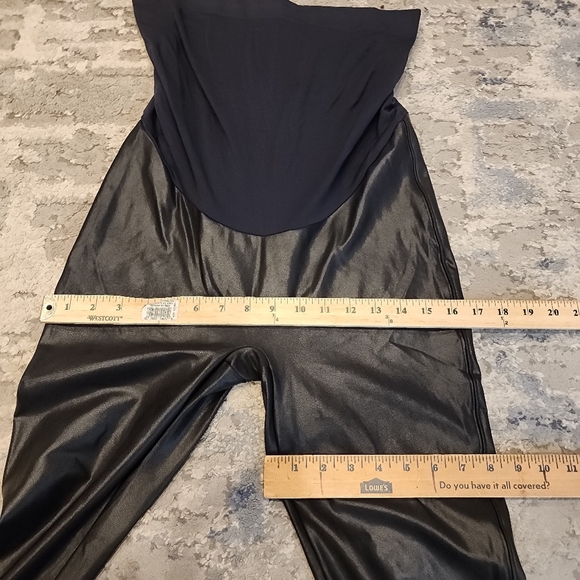 Spanx Mama Maternity Black Faux Leather Leggings Size 1X Vegan Leather Stretchy - Picture 9 of 16